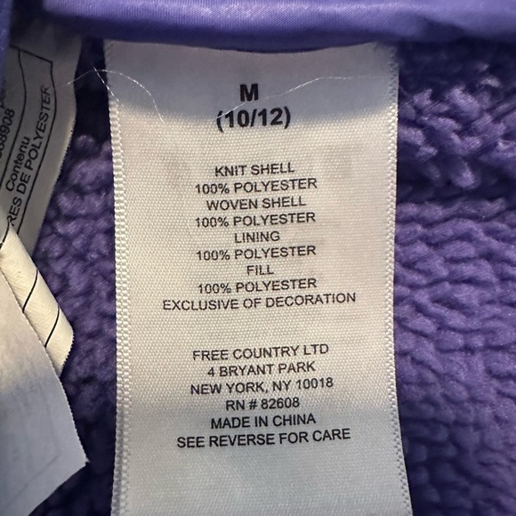 Free Country - Girl’s Purple Puffer/Knit Vest - Size M - Picture 4 of 4